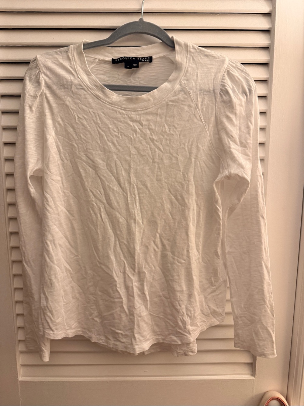 New Veronica Beard White Long Sleeve Crewneck Tee